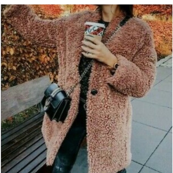 Zara Brown Teddy Jacket - Picture 2 of 2